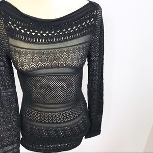 Nanette Lepore Mixed Crochet Knit Top